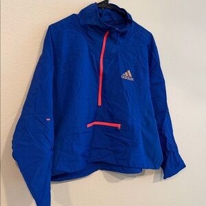 adidas blue Windbreaker Jacket with orange Accents